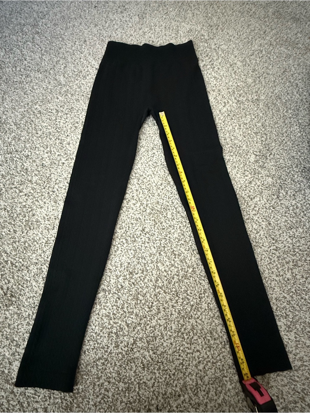 Black Knit Leggings with Ribbed Waistband
